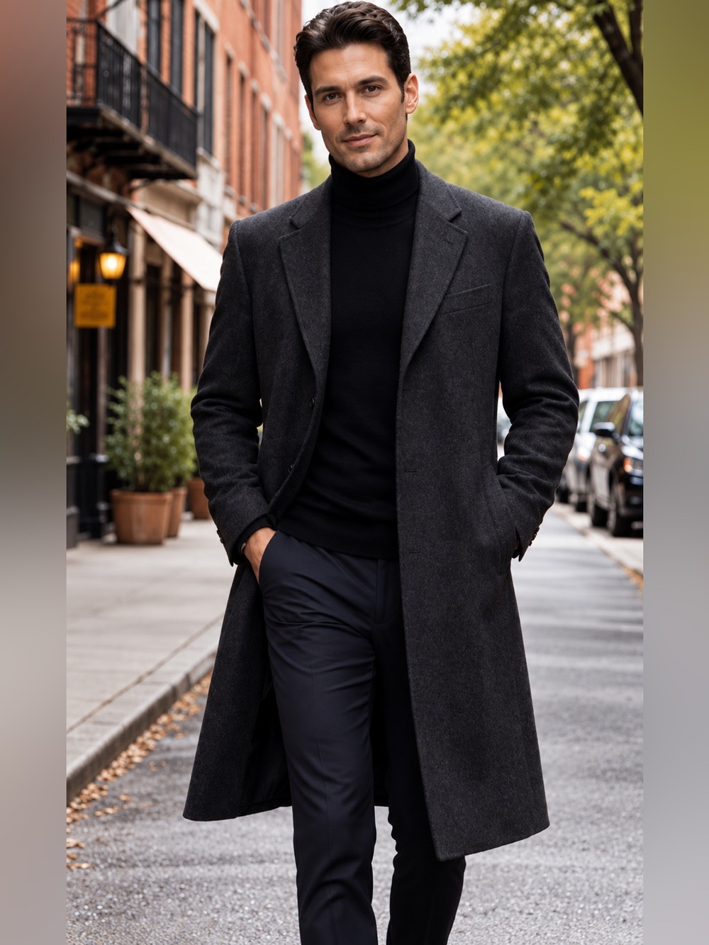 Saks Fifth Avenue Black Label 100% Cashmere Overcoat 40L Charcoal